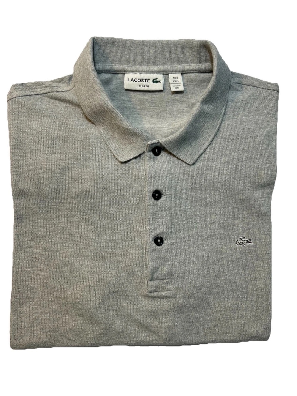 Lacoste 6 Men's Grey Pique Polo Shirt XL Gray short sleeve slim fit